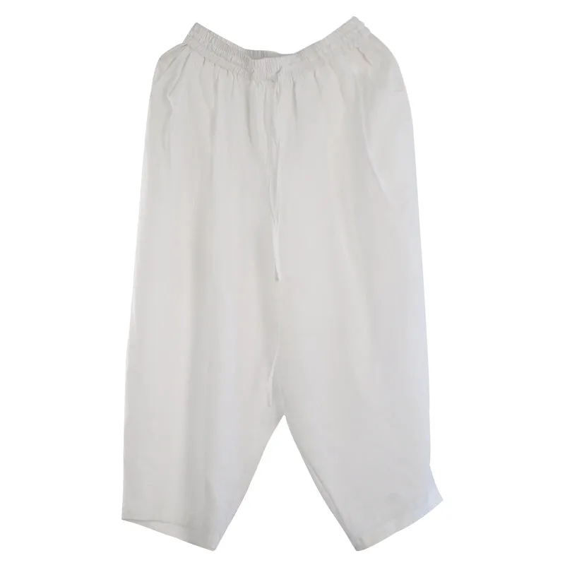 Women's White Loose Linen Bloomers Harem Pants