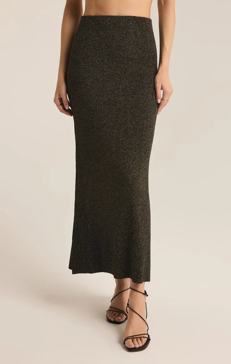 Z SUPPLY Goldie Metallic Rib Midi Skirt