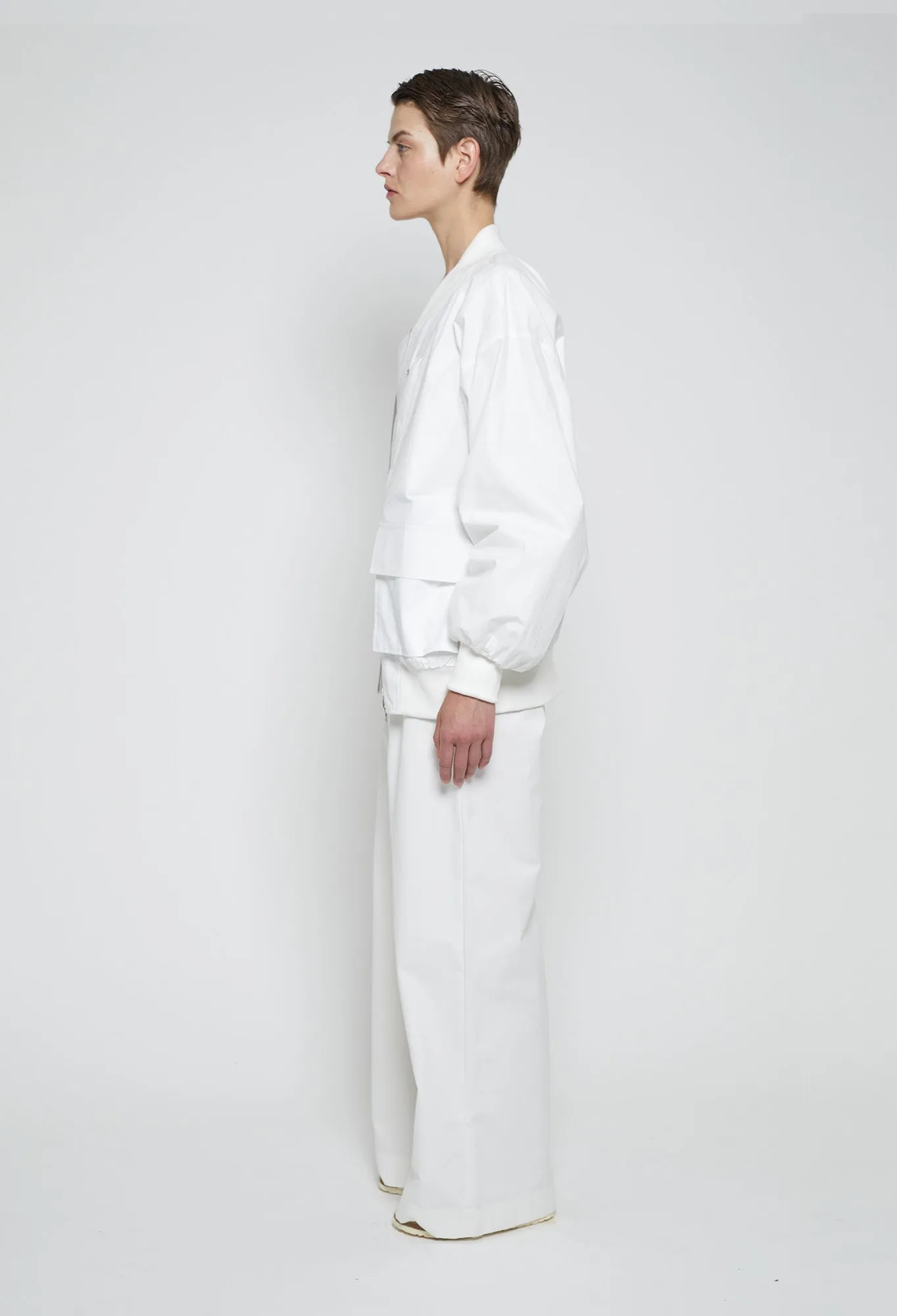 ZIGGY - Technical Cotton Bomber Jacket in White